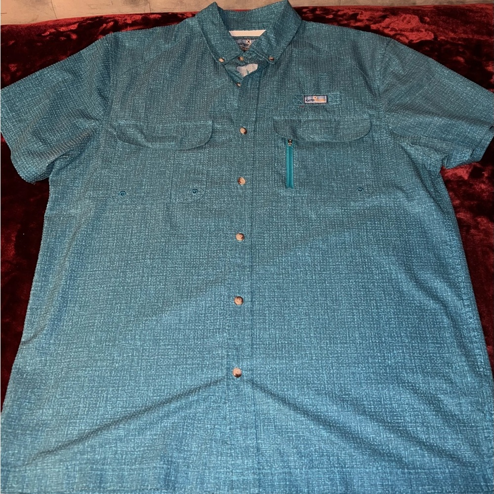 Teal Casual Button-Down Shirt for Men